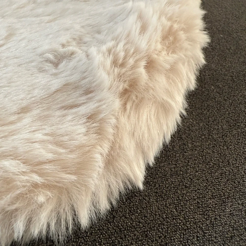 Crate & Barrel Warm White Faux Fur Christmas Stocking